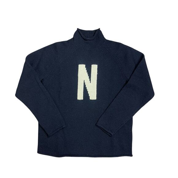 Norse Projects Men's XL Navy 'Thore N' Intarsia Wool Knit Pullover Sweater EUC - Picture 1 of 5